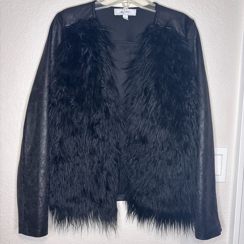 Libby Edelman Black Teddy Jacket Faux Fur